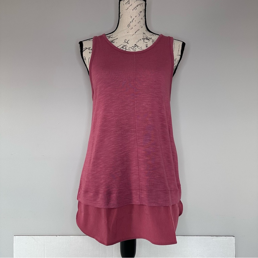J.CREW | Pink Mauve Hue Fowy Tank Top w/ Bottom Trim | Size Medium
